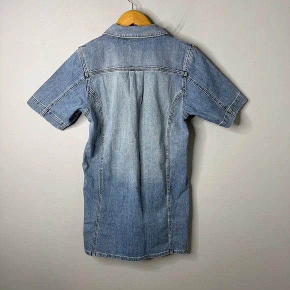 Ramy Brook Tunechi Denim Mini Shift Dress Size 24 Light Wash - Picture 6 of 7